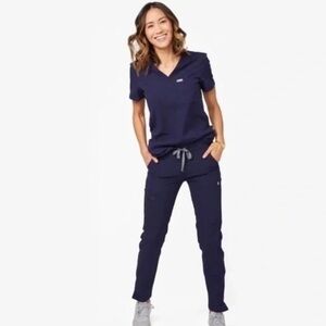 Figs Navy Scrub Top